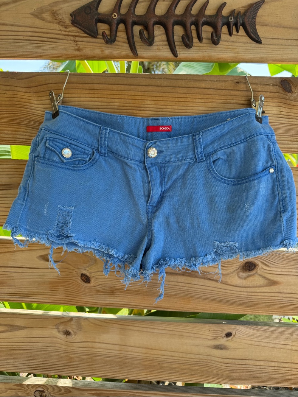 Y2k Bongo Women's Distressed Denim Shorts - Blue